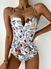 Load image into Gallery viewer, Cicely Floral V Wired Ruffle Hem Bikini Swimsuit