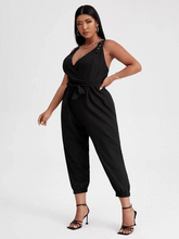 Load image into Gallery viewer, Harriett Plus Surplice Front Buckle Tape Belted Cami Jumpsuit