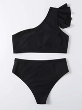 Load image into Gallery viewer, Cicely Ruffle Trim One Shoulder Bikini Swimsuit