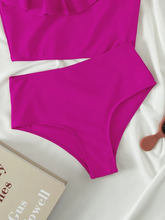 Load image into Gallery viewer, Cicely Ruffle Trim One Shoulder Bikini Swimsuit