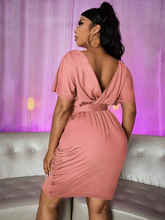 Load image into Gallery viewer, Harriett Plus Solid Plunging Neck Belted Dress