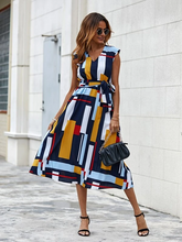 Load image into Gallery viewer, Maya V Neck Color Block Belted Dress