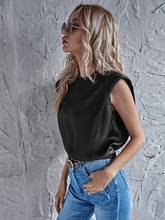 Load image into Gallery viewer, Oya Solid Sleeveless Shoulder Pad Satin Top