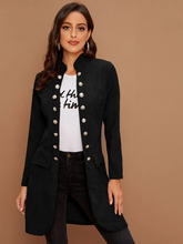 Load image into Gallery viewer, Osun Stand Collar Button Front Corduroy Coat