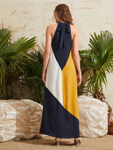 Load image into Gallery viewer, Maya Color Block Halter Dress