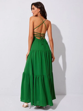 Load image into Gallery viewer, Billie Lace Up Backless Flounce Hem Cami Dress