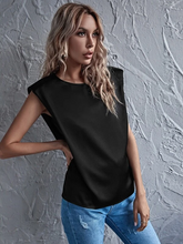 Load image into Gallery viewer, Oya Solid Sleeveless Shoulder Pad Satin Top