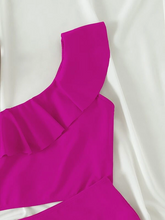 Load image into Gallery viewer, Cicely Ruffle Trim One Shoulder Bikini Swimsuit