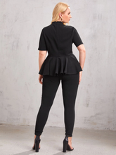 Load image into Gallery viewer, Oba Plus Mock Neck Peplum Top & Pants Set