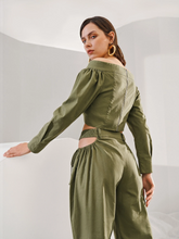 Load image into Gallery viewer, Zora Premium Linen Bardot Top & Carrot Pants Set