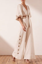 Load image into Gallery viewer, Zora Lantern Sleeve Crop Blouse w/High Waist Palazzo Pants- Exclusive Collection