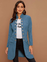 Load image into Gallery viewer, Osun Stand Collar Button Front Corduroy Coat