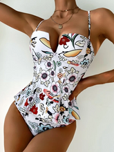 Load image into Gallery viewer, Cicely Floral V Wired Ruffle Hem Bikini Swimsuit
