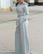 Load image into Gallery viewer, Maya Backless Lace Up Hooded Wide Leg 2 Piece Set w/Extended Sizes
