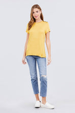 Load image into Gallery viewer, Short Sleeve Crew Neck W/shoulder Button Detail Rayon Spandex Top