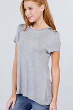 Load image into Gallery viewer, Short Sleeve Crew Neck W/shoulder Button Detail Rayon Spandex Top