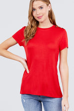 Load image into Gallery viewer, Short Sleeve Crew Neck W/shoulder Button Detail Rayon Spandex Top