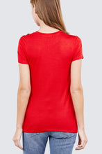 Load image into Gallery viewer, Short Sleeve Crew Neck W/shoulder Button Detail Rayon Spandex Top