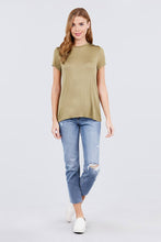 Load image into Gallery viewer, Short Sleeve Crew Neck W/shoulder Button Detail Rayon Spandex Top