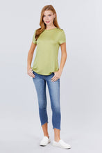 Load image into Gallery viewer, Short Sleeve Crew Neck W/shoulder Button Detail Rayon Spandex Top