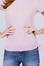 Load image into Gallery viewer, Short Sleeve Mock Neck Side Shirring Detail Rib Knit Top