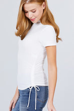 Load image into Gallery viewer, Short Sleeve Mock Neck Side Shirring Detail Rib Knit Top