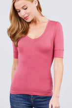 Load image into Gallery viewer, Elbow Sleeve V Neck Top