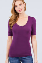 Load image into Gallery viewer, Elbow Sleeve V Neck Top