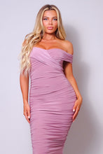 Load image into Gallery viewer, Sexy Off Shoulder Ruched Midi Dress