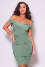 Load image into Gallery viewer, Sexy Off Shoulder Ruched Midi Dress