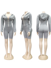 Load image into Gallery viewer, Billie Wasp Waist Pure Color Hooded Collar Tracksuit Set