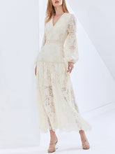 Load image into Gallery viewer, Zora Lantern Sleeve Fitted Lace Maxi Dress w/Extended Sizes- Exclusive Collection