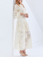 Load image into Gallery viewer, Zora Lantern Sleeve Fitted Lace Maxi Dress w/Extended Sizes- Exclusive Collection