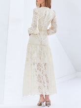 Load image into Gallery viewer, Zora Lantern Sleeve Fitted Lace Maxi Dress w/Extended Sizes- Exclusive Collection