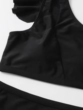 Load image into Gallery viewer, Cicely Ruffle Trim One Shoulder Bikini Swimsuit