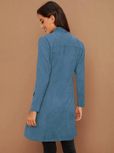 Load image into Gallery viewer, Osun Stand Collar Button Front Corduroy Coat