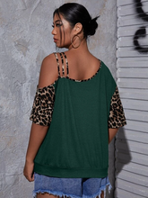 Load image into Gallery viewer, Harriett Plus Leopard Asymmetrical Neck Tee