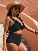 Load image into Gallery viewer, Cicely Plus Ruffle Cut-out One Piece Swimsuit
