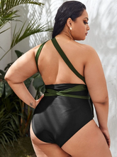 Load image into Gallery viewer, Cicely Plus Two- Tone One Shoulder One Piece Swimsuit