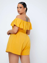 Load image into Gallery viewer, Harriett Sexy Plus Solid Flounce Trim Bardot Romper
