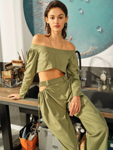 Load image into Gallery viewer, Zora Premium Linen Bardot Top & Carrot Pants Set