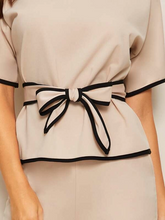 Load image into Gallery viewer, Oya Piping Trim Belted Top & Split-side Pants