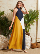 Load image into Gallery viewer, Maya Color Block Halter Dress