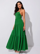 Load image into Gallery viewer, Billie Lace Up Backless Flounce Hem Cami Dress