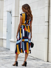 Load image into Gallery viewer, Maya V Neck Color Block Belted Dress