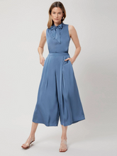 Load image into Gallery viewer, Zora Premium Tie Neck Top & Wide Pants Set