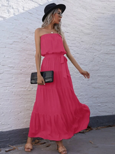 Load image into Gallery viewer, Maya Flounce Hem Belted Tube Dress
