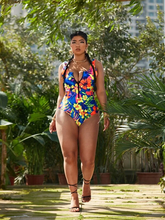 Load image into Gallery viewer, Cicely Plus Tropical &amp; Floral Graphic One Piece Swimsuit
