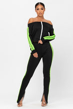 Load image into Gallery viewer, Off shoulder activewear track suit
