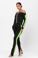 Load image into Gallery viewer, Off shoulder activewear track suit
